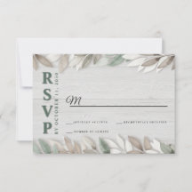 Botanische rustikale Blätter Hochzeit des RSVP
