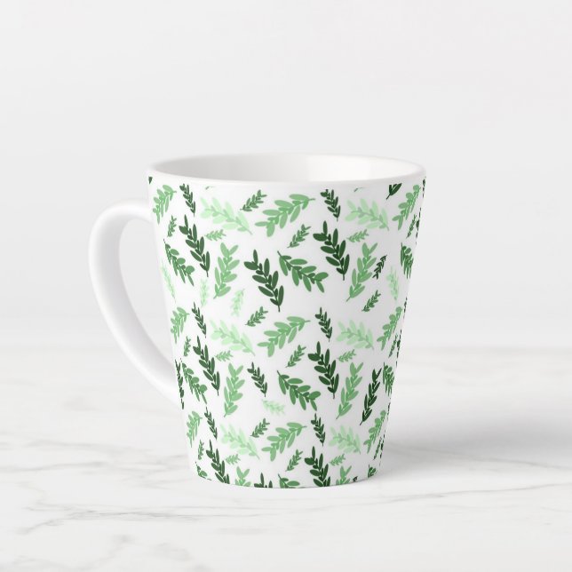 Botanische, rustikale grüne Blätter Milchtasse (Linke Ecke)