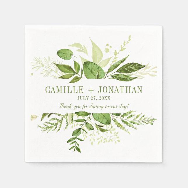 Botanische Rustikale Vegetation Empfang Serviette (Vorderseite)