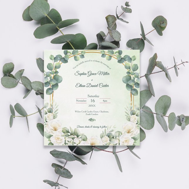 Botanische Salbei-Grün-Eukalyptus-Hochzeitseinladu (Botanical Sage Green Eucalyptus Wedding Invitation)