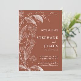 Botanische Save the Date Terracotta Rust Einladung
