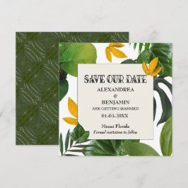 Botanische Save the Date tropische Palmen