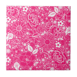 Botanische Schönheit HOT PINK Fliese