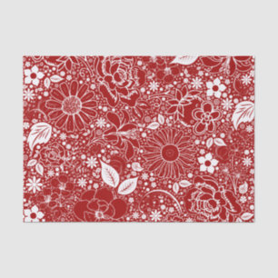 Botanische Schönheit-Rot-Weiß-GEWEBE-WRAP-PAPIER Seidenpapier