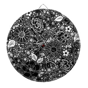 Botanische Schönheit Schwarz in weißem Dartboard Dartscheibe