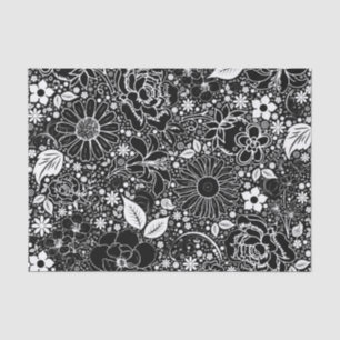 Botanische Schönheit-Schwarz-Weiß-GEWEBE-WRAP-PAPI Seidenpapier