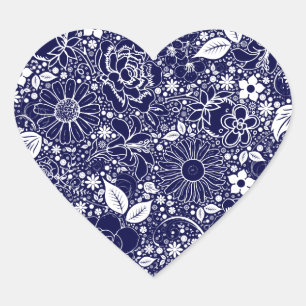 Botanische Schönheiten Blauer HERZSTICKER Herz-Aufkleber