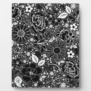 Botanische Schönheiten Schwarz auf weißem Desktop  Fotoplatte