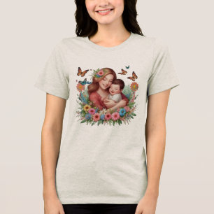 botanische Schrift, Linienkunst, minimalistisches Tri-Blend Shirt