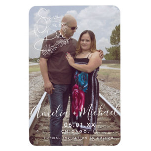 Botanische Schrift Save the Date Foto Ma Magnet