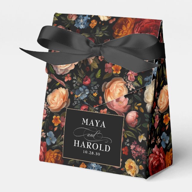 Botanische Schwarz-Moody-Hochzeit Geschenkschachtel (Vorderseite)