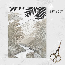 Botanische Schwarzwald-Linie Zeichnend Seidenpapier