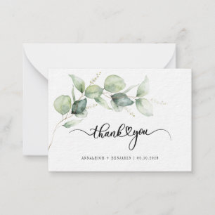 Botanische Script Typografy Wedding Vielen Dank Mitteilungskarte