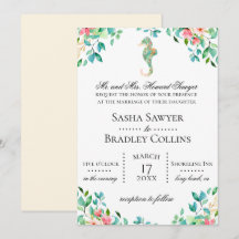 Botanische Seepferd-Hochzeits-Einladung