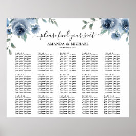 Botanische Seetabelle mit dunkelblauem Schiefer Poster