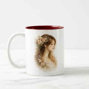 Botanische Seitenprofil-Wasserfarbtasse Zweifarbige Tasse