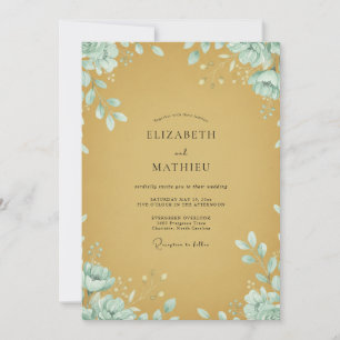 Botanische Senf-Minz-Blatt-Hochzeit Einladung