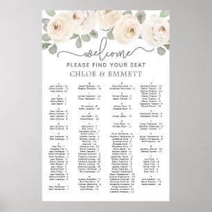 Botanische Sitzkarte für die Weiße Rose Poster