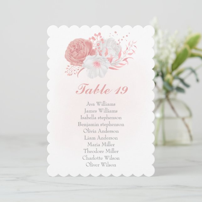 Botanische Sitzkarte in Rosa und Weiß Blume (Stehend Vorderseite)