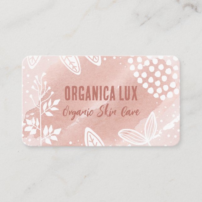 Botanische Skin-Care-Visitenkarte in Rosa Visitenkarte (Vorderseite)