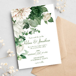 Botanische Smaragdgrün Moderne Elegante Hochzeit Einladung