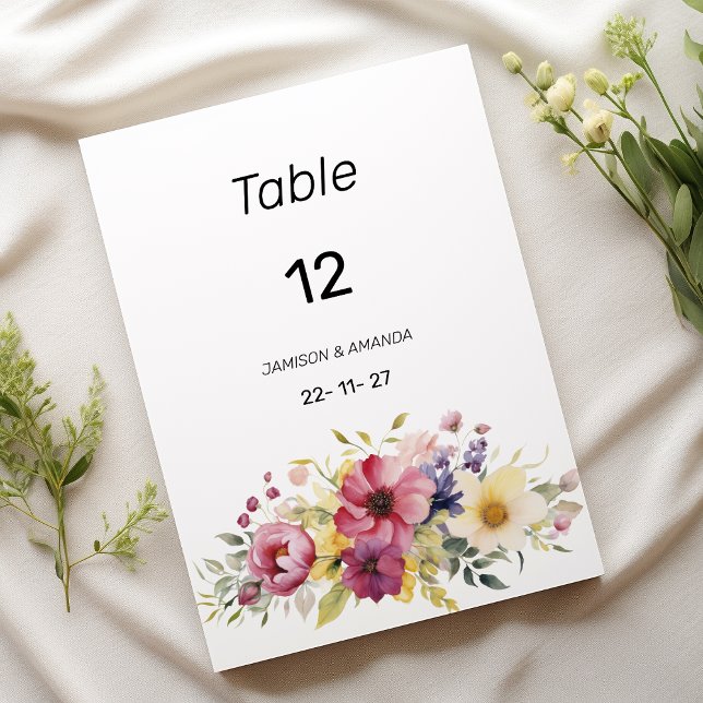 Botanische Sommerkollektive Tischnummern (Botanical summer colorful floral Table Numbers)