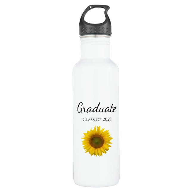 Botanische Sonnenblumenklasse Abschluss 2025 Edelstahlflasche (Vorderseite)