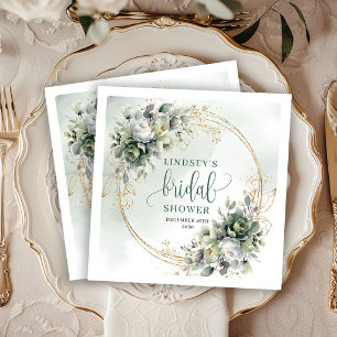 Botanische staubgrüne Hochzeitsdusche-Party-Servie Serviette