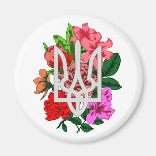 Botanische Stillzeit und ukrainische Trident-Trazu Magnet