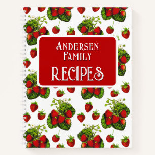 Botanische Strawberry-Illustration Druckrezepte Notizbuch