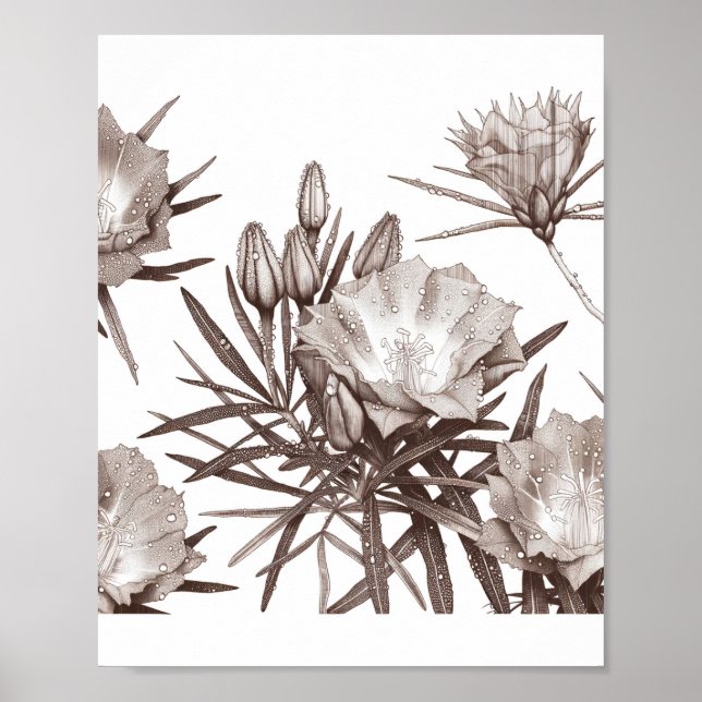 Botanische Studie - Wüstenwildblumen Poster (Vorne)
