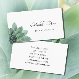 Botanische Sukkulente Elegant Script Typografie Visitenkarte