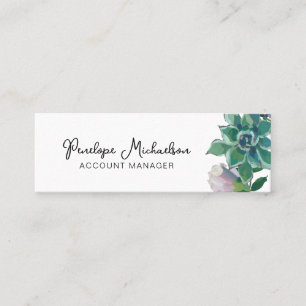Botanische Sukkulente mit hübscher Schrift Mini Visitenkarte