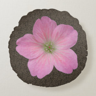 Botanische süße rosa Pelargonie-Blume Rundes Kissen