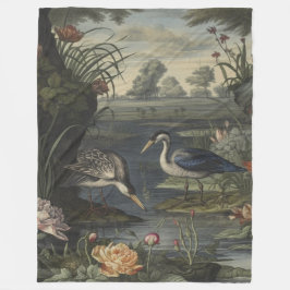 Botanische Szene blauer Krane am Fluss Fleecedecke