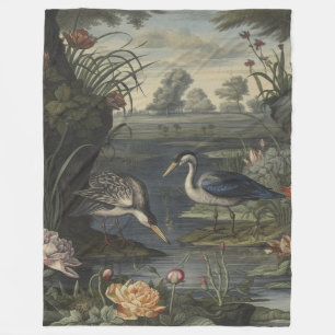 Botanische Szene blauer Krane am Fluss Fleecedecke