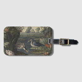 Botanische Szene blauer Krane am Fluss Gepäckanhänger