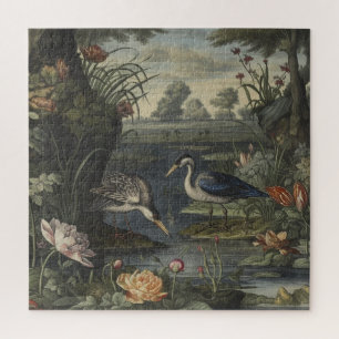 Botanische Szene des blauen Krans an einem Fluss