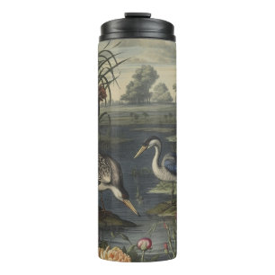 Botanische Szene des blauen Krans an einem Fluss Thermosbecher