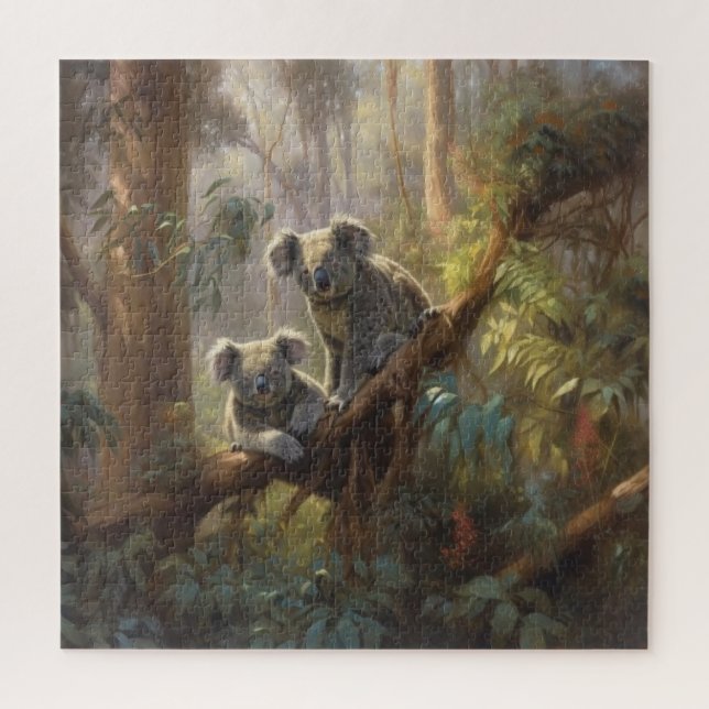 Botanische Szene neugierig Koalas in Eukalyptus-Ba (Vertikal)