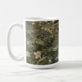 Botanische Szene von Schwänen in einem englischen  Kaffeetasse