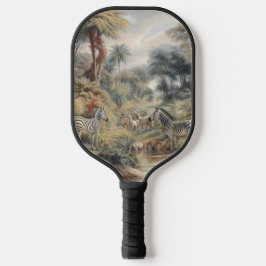 Botanische Szene von Zebras in einer Oase Pickleball Schläger