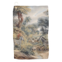 Botanische Szene von Zebras und Löwen in einer Oas
