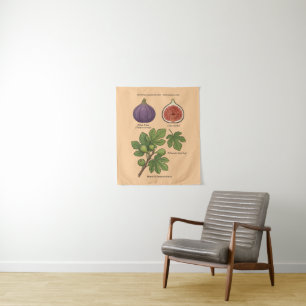 Botanische Tafel Feige Ficus Carica Wandteppich