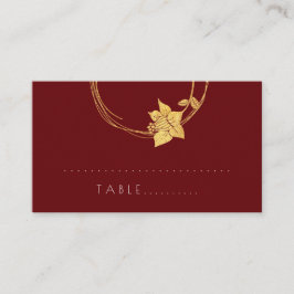 Botanische Tafelkarte Burgundy Red Wine Flower Gol Platzkarte