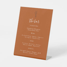 Botanische Terracotta Hochzeit Bar Signature Drink Sockelschild