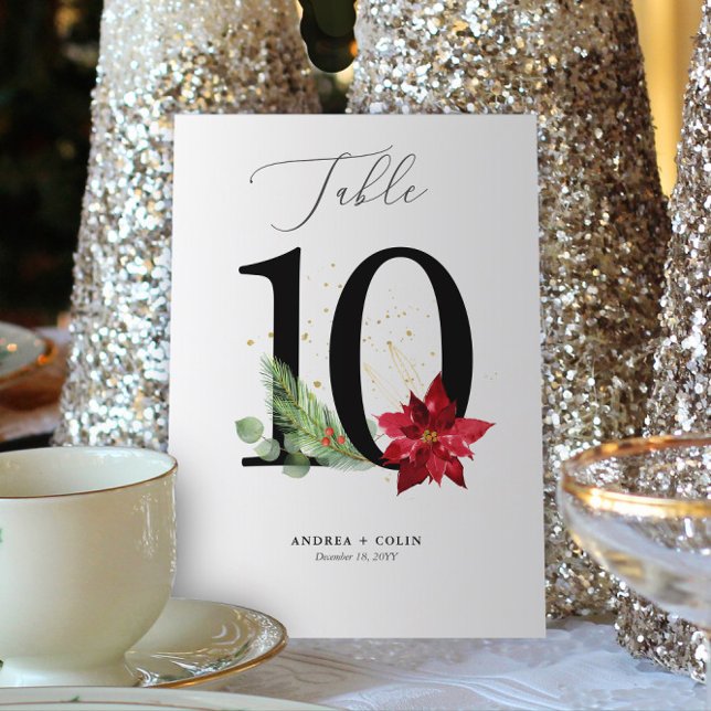 Botanische Tischnummer Gold Watercolor Holiday 10 (Botanical Christmas Wedding / Event Table Number | No. 10 (For all numbers, see Collection below))