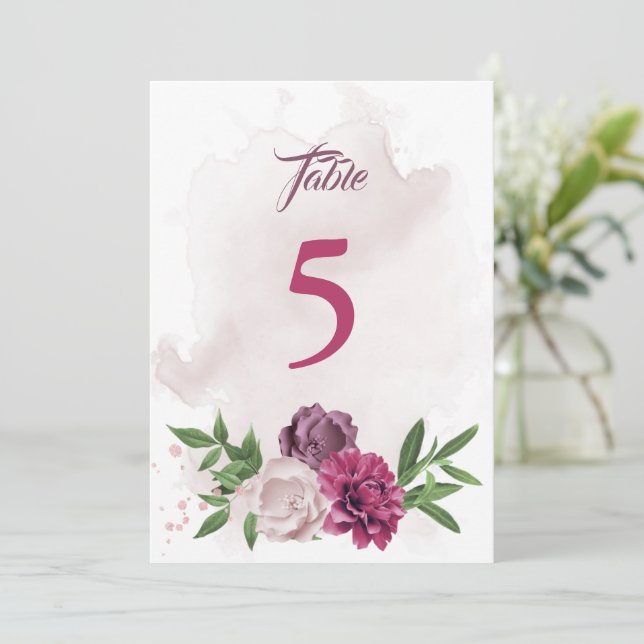 Botanische Tischnummer pink mauve (Stehend Vorderseite)