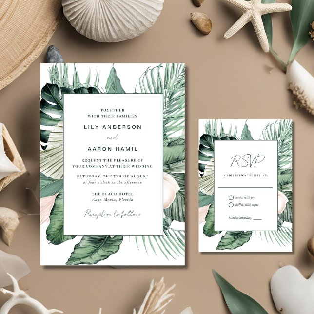 Botanische Tropenhochzeit Einladung (Botanical Tropical Wedding Invitation)
