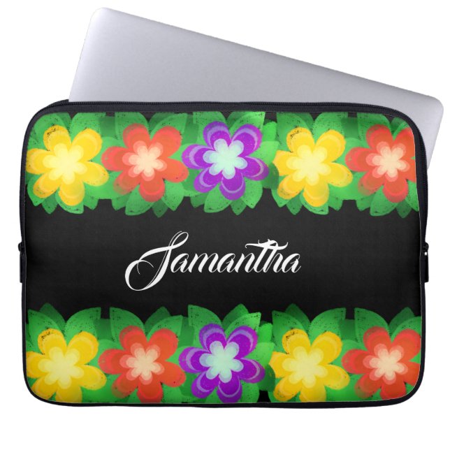 Botanische tropische Blume Laptopschutzhülle (Vorderseite)